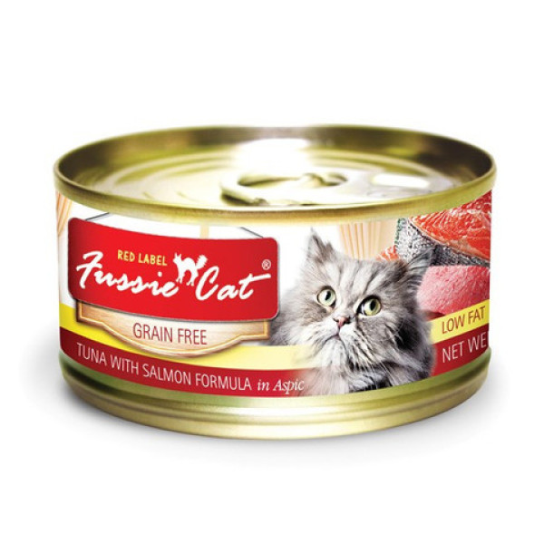 Fussie Cat Red Label Tuna with Salmon (紅鑽吞拿魚+ 三文魚) 80g X 24 罐 